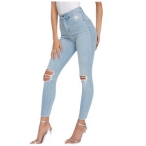 Good American Light Blue Ripped Skinny Jeans